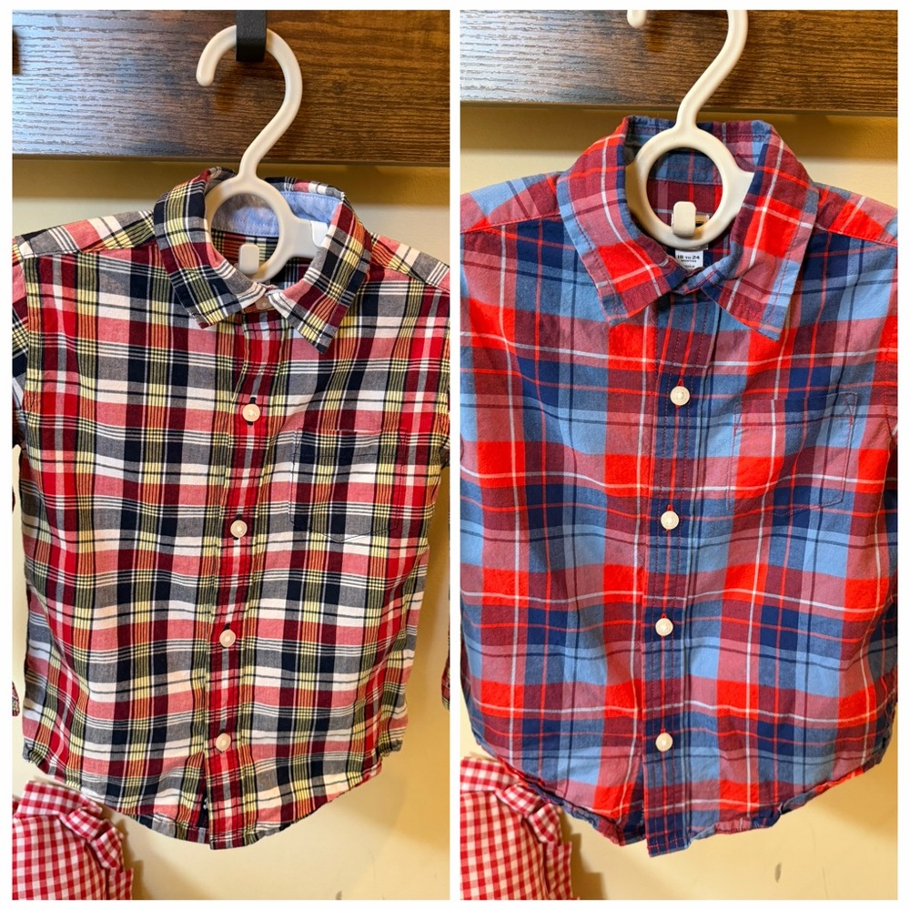 RED WHITE BLUE Janie & Jack Baby Boys Button Front Shirts Set of 2